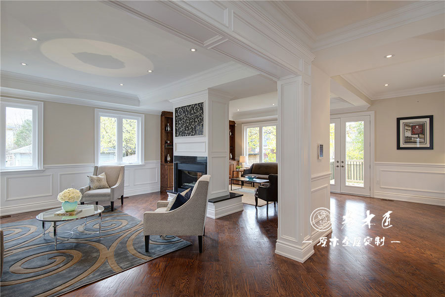 美式原木客廳定制圖片