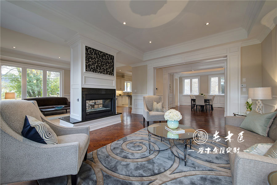 美式原木客廳定制圖片