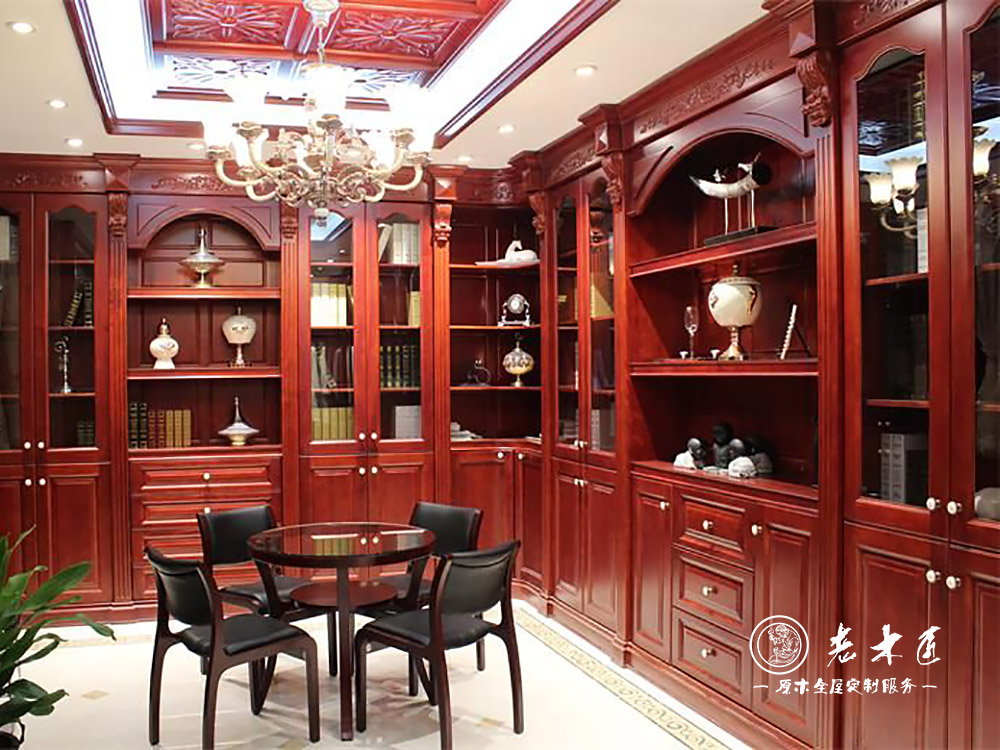 實(shí)木整體書柜裝修效果圖