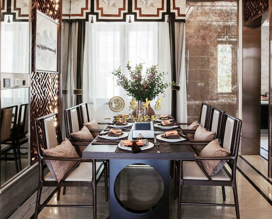 新中式別墅樣板間原木定制效果圖