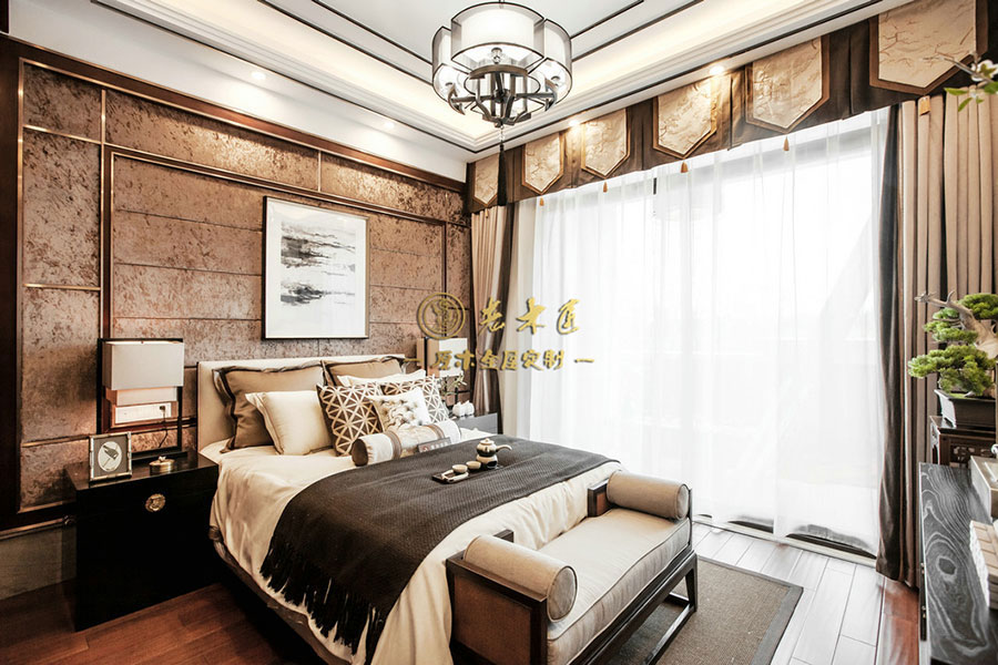 新中式別墅樣板間原木定制效果圖