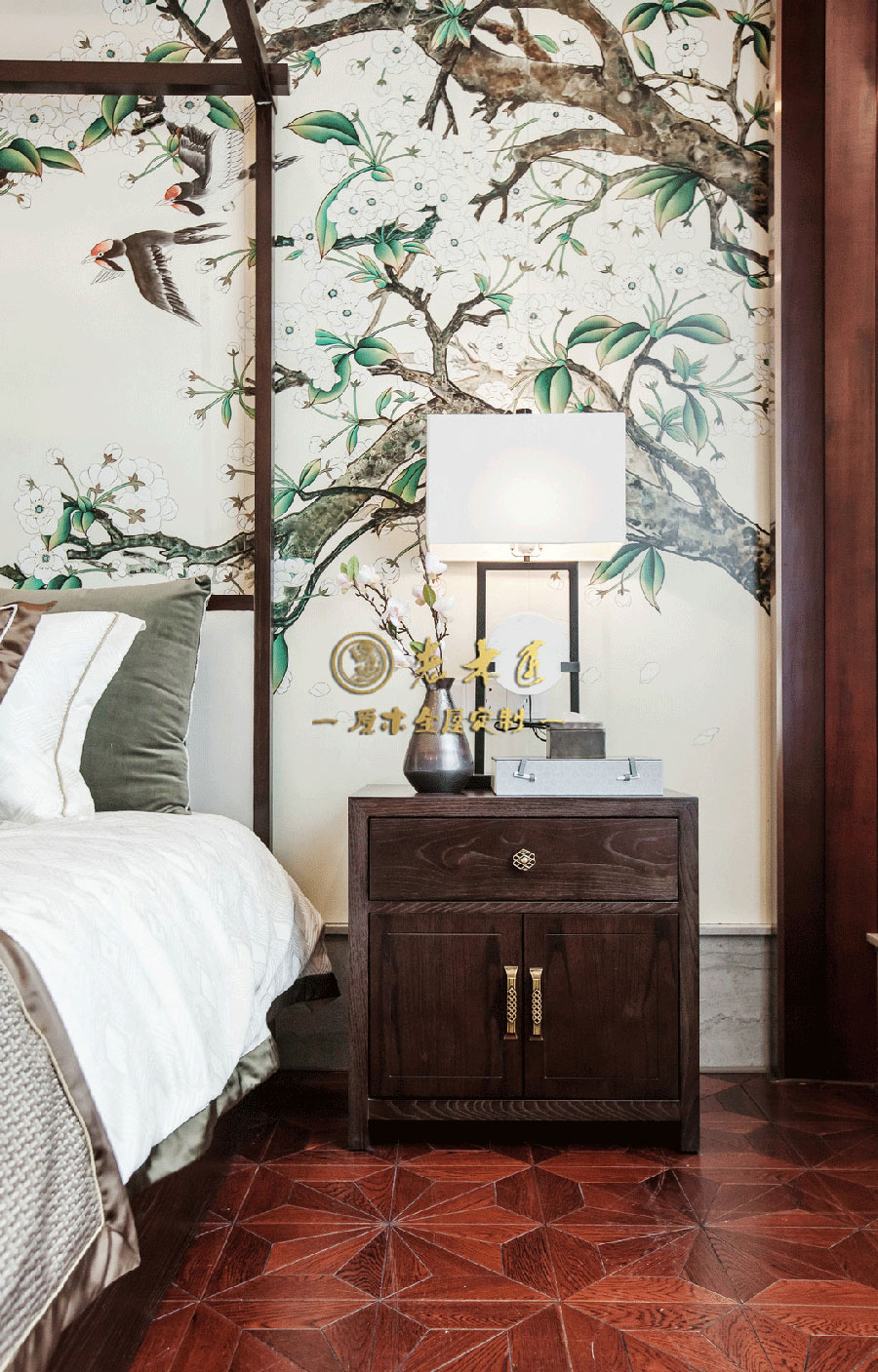 新中式別墅樣板間原木定制效果圖