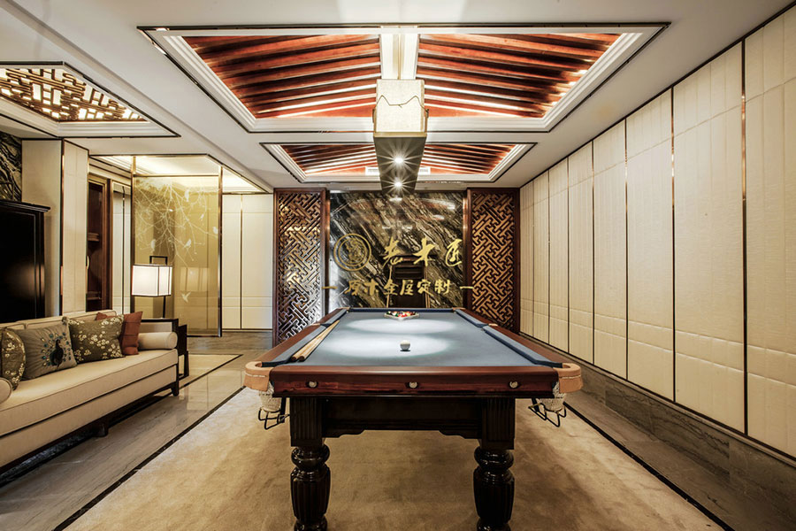 新中式別墅樣板間原木定制效果圖