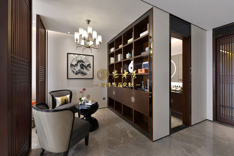 公寓樣板房新中式原木定制效果圖