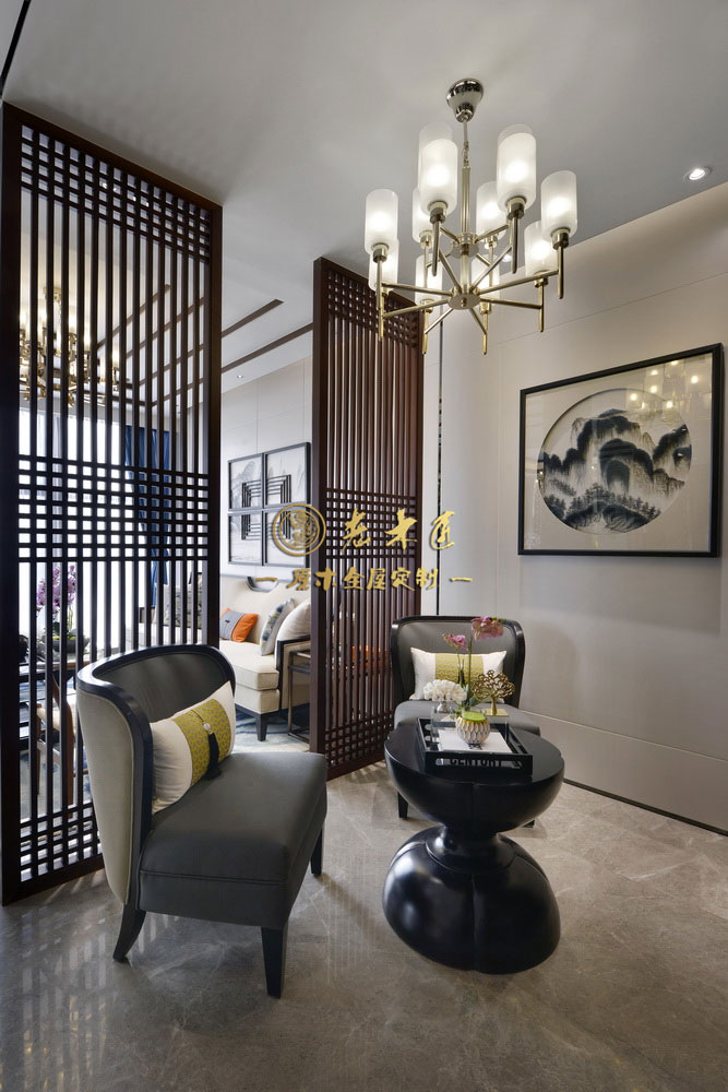 公寓樣板房新中式原木定制效果圖