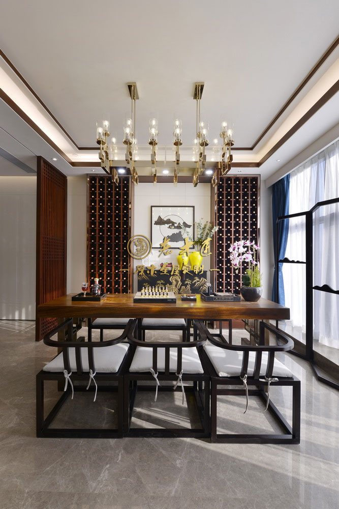 公寓樣板房新中式原木定制效果圖