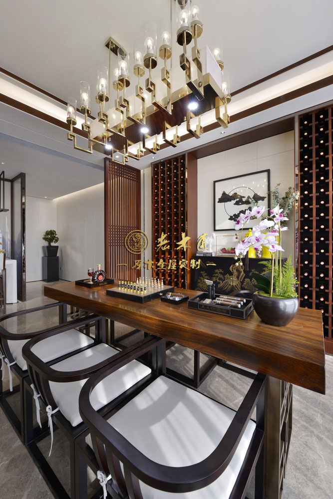 公寓樣板房新中式原木定制效果圖