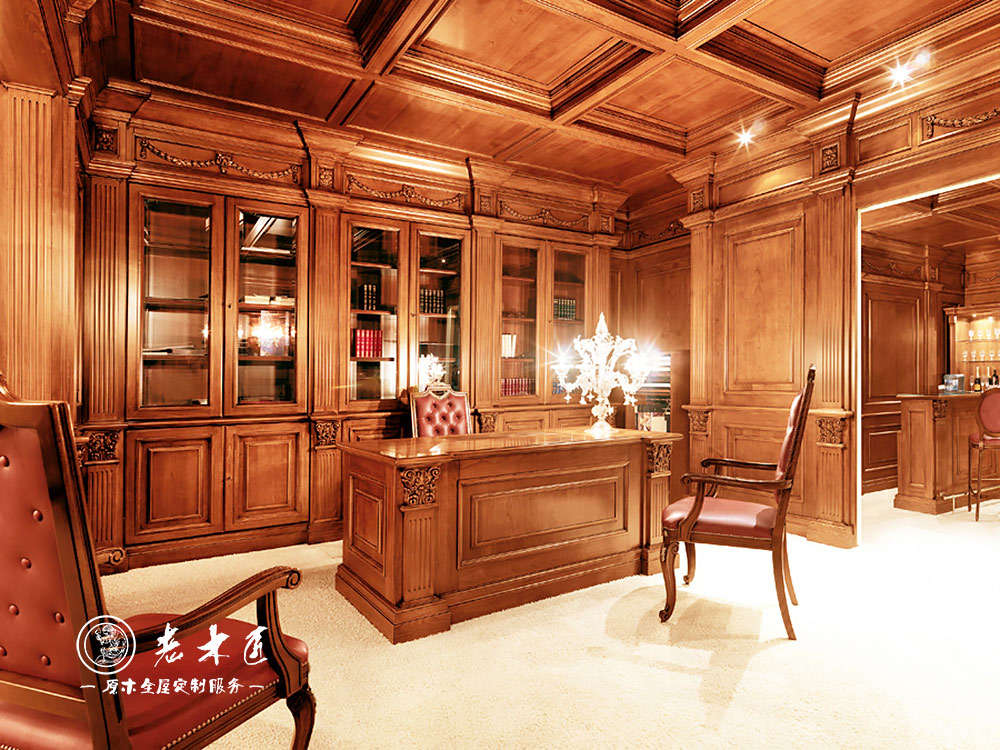 老木匠原木書柜定制 歐式書柜