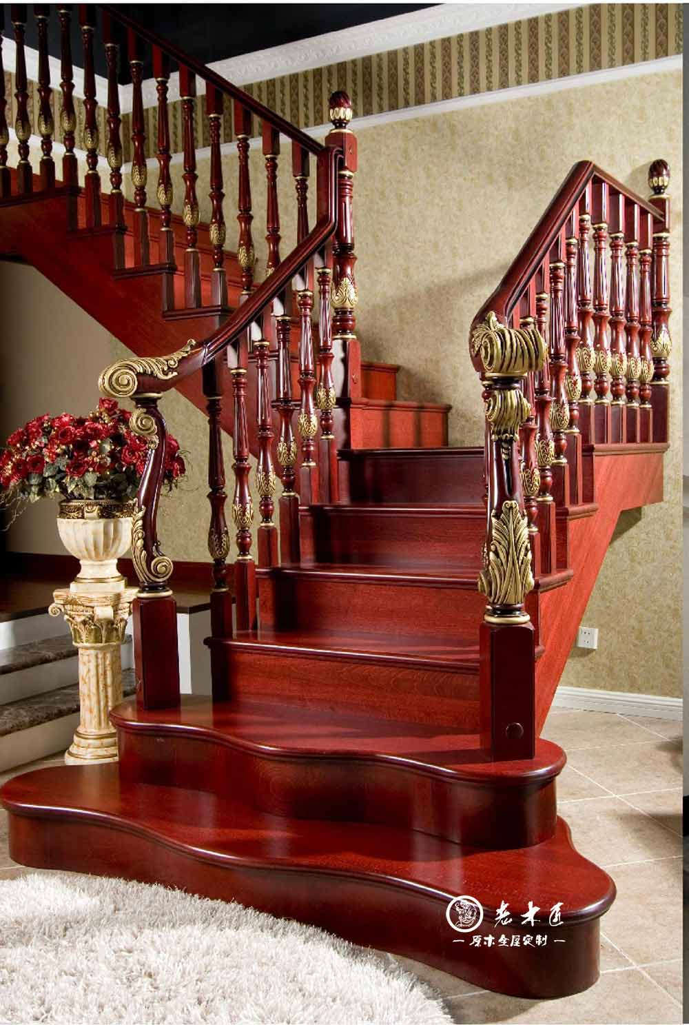 老木匠整木樓梯定制 樓梯效果圖