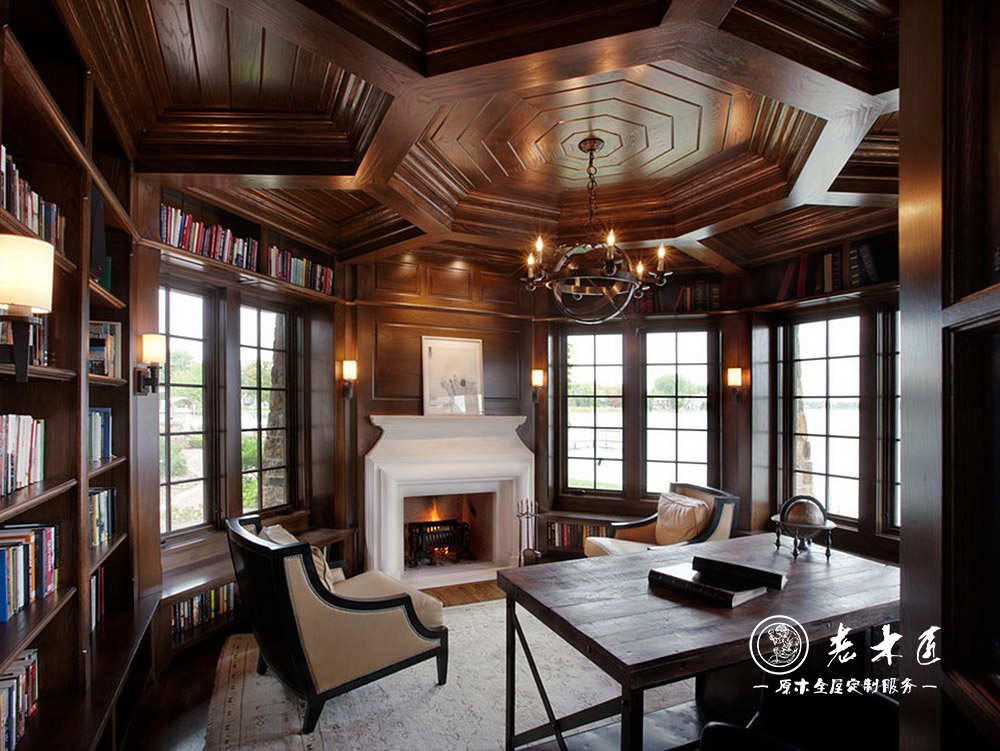 書房原木天花吊頂效果圖