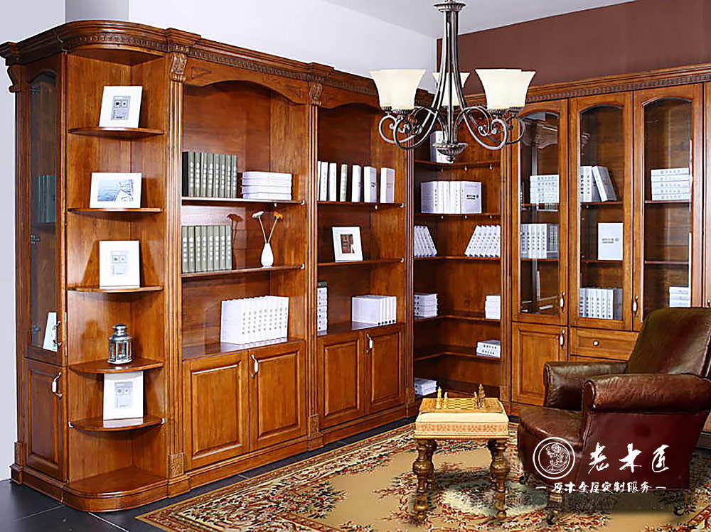 實(shí)木書柜圖片 書房實(shí)木書柜定做圖片
