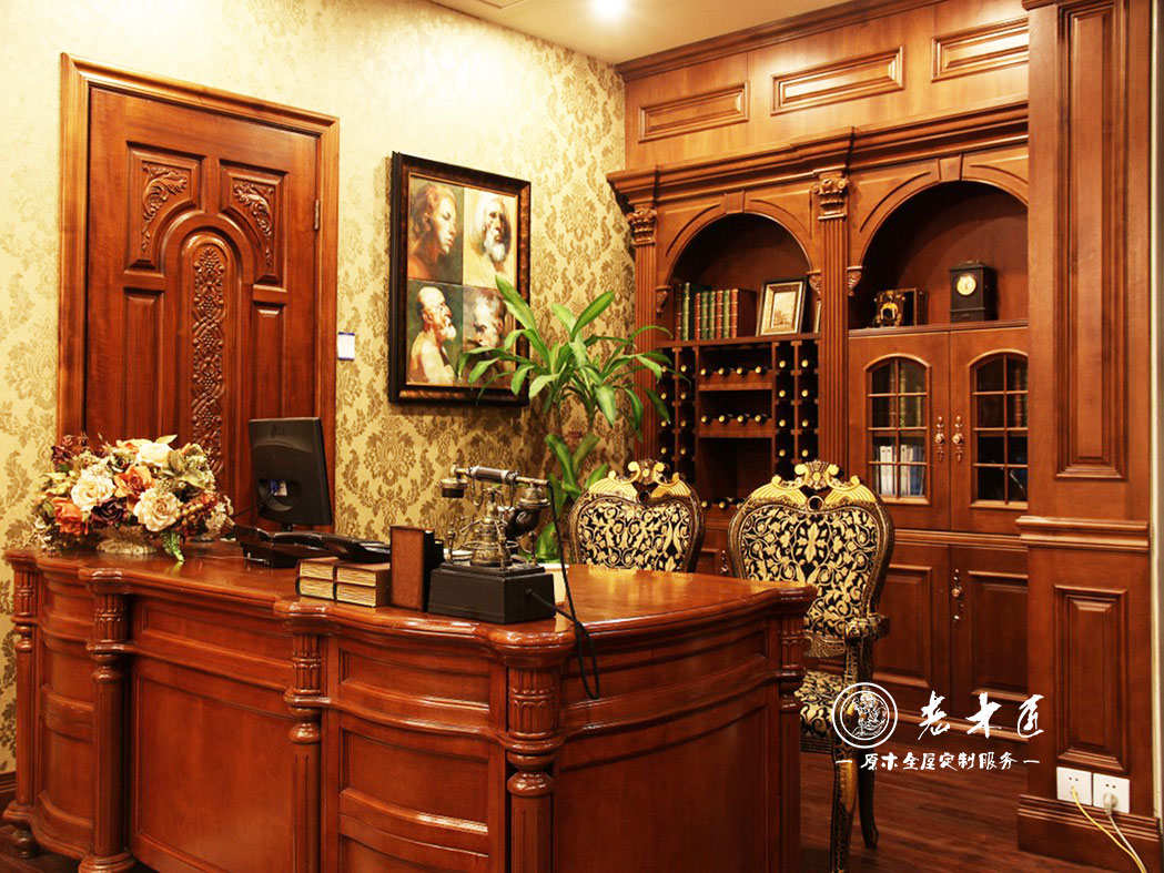 家庭實木書柜定做效果圖 整體書柜效果圖