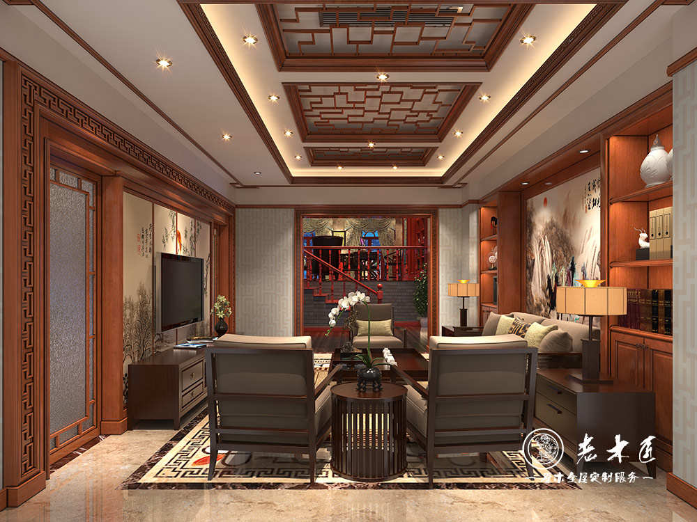 中式風格原木全屋定制效果圖