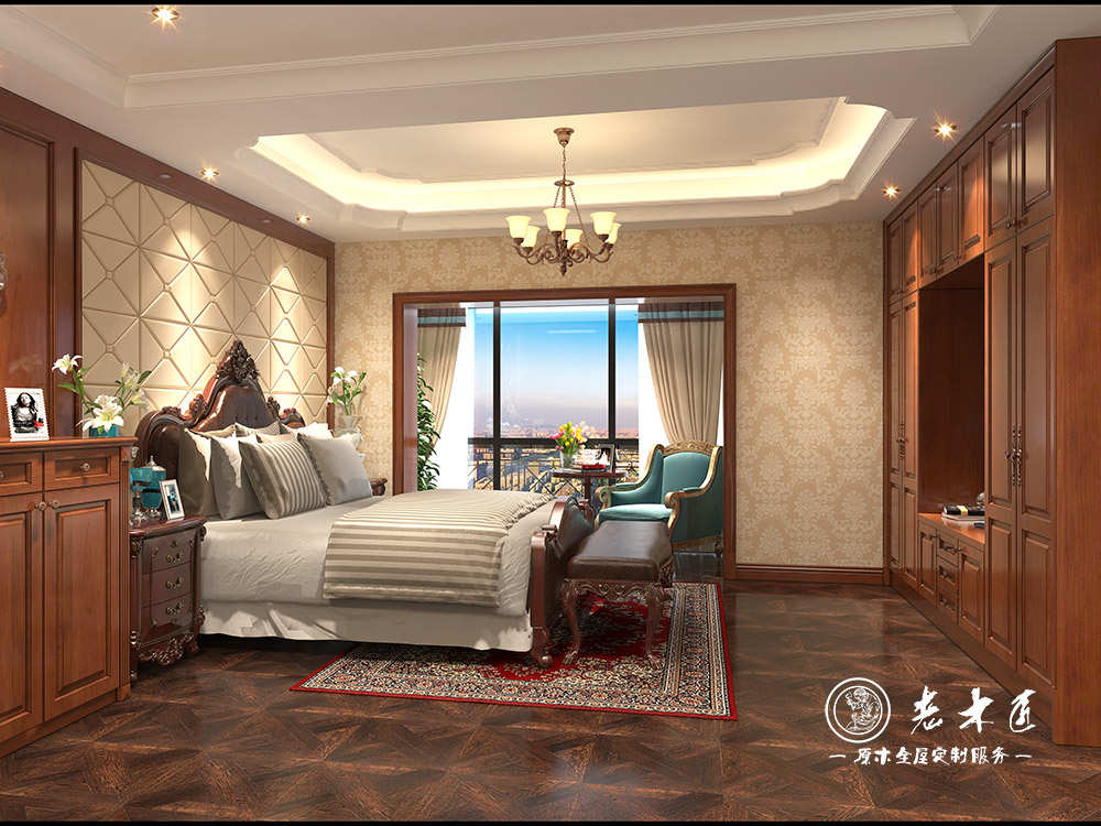 美式臥室原木整體家居效果圖