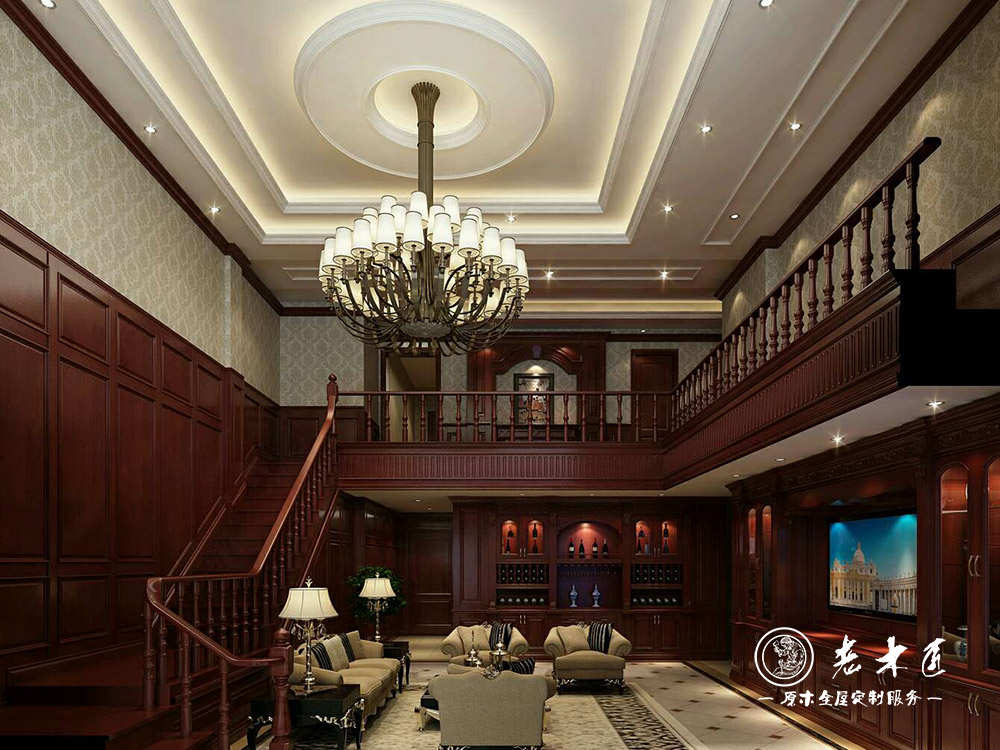 中式原木全屋裝修效果圖