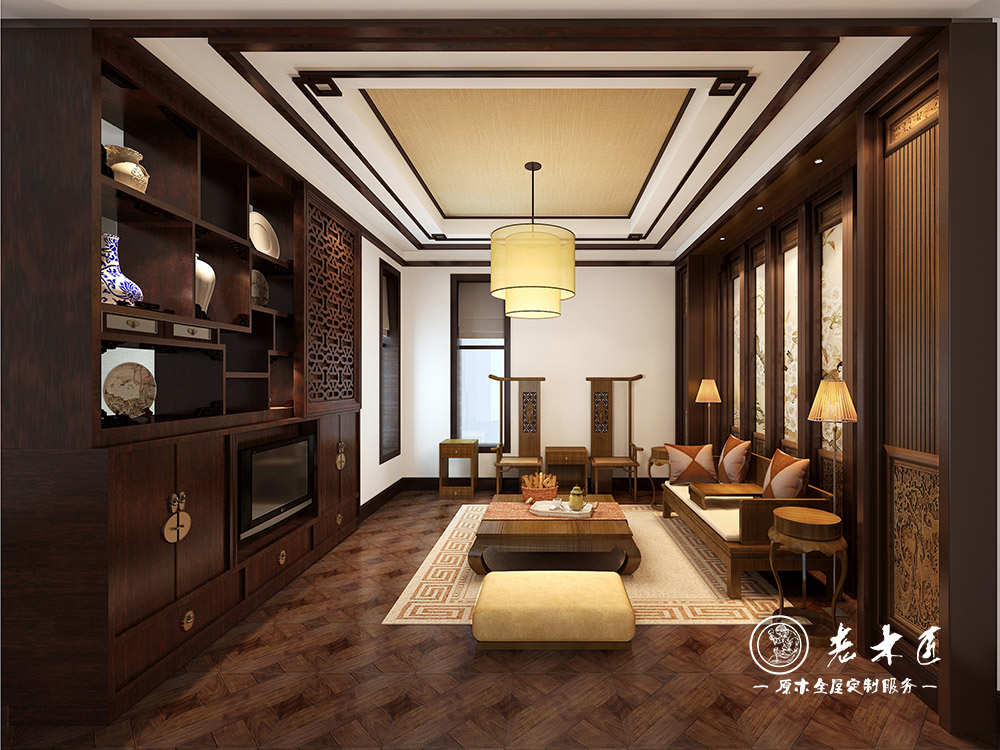 新中式原木定制效果圖