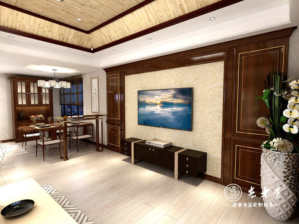現(xiàn)代新中式原木定制效果圖
