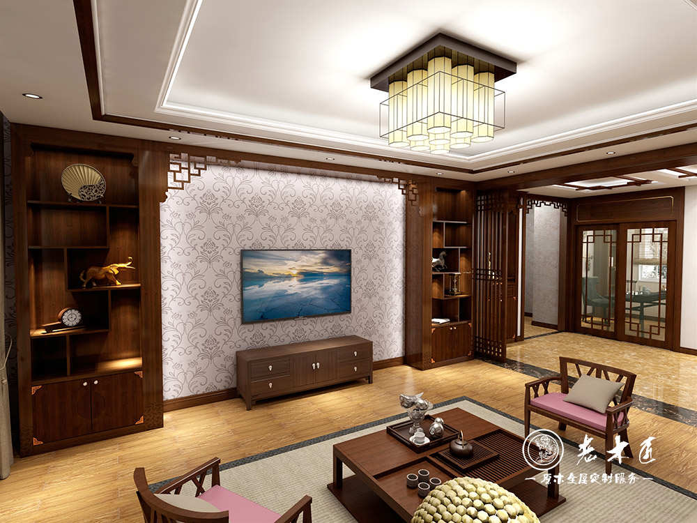 新中式風格樣板間裝修效果圖_新中式效果圖