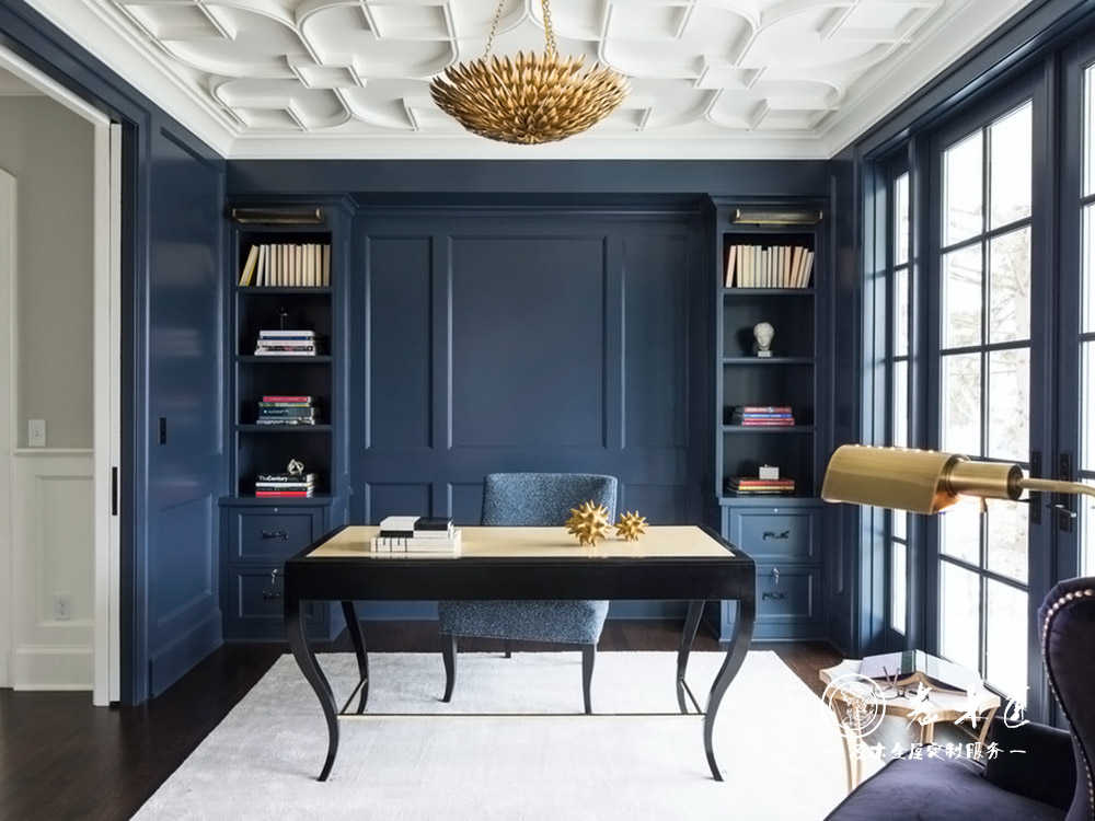 實木整體書房效果圖_ 實木書房整裝圖片