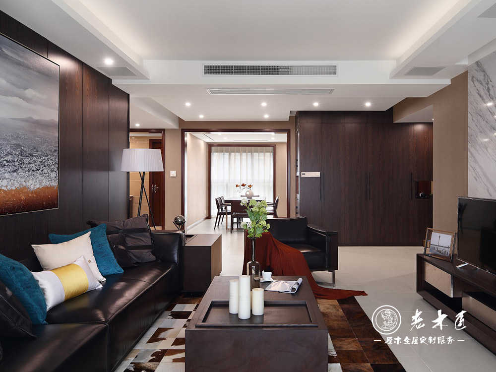 原木輕奢定制效果圖_輕奢風格客廳圖片