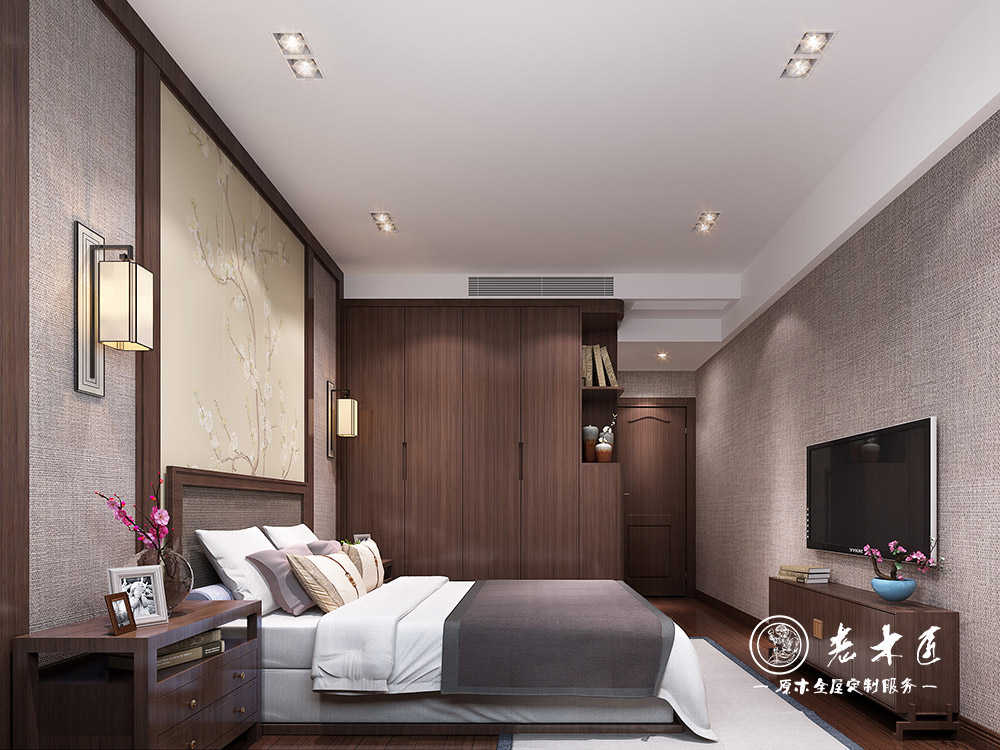 新中式臥室輕奢裝修效果圖_輕奢臥室效果圖