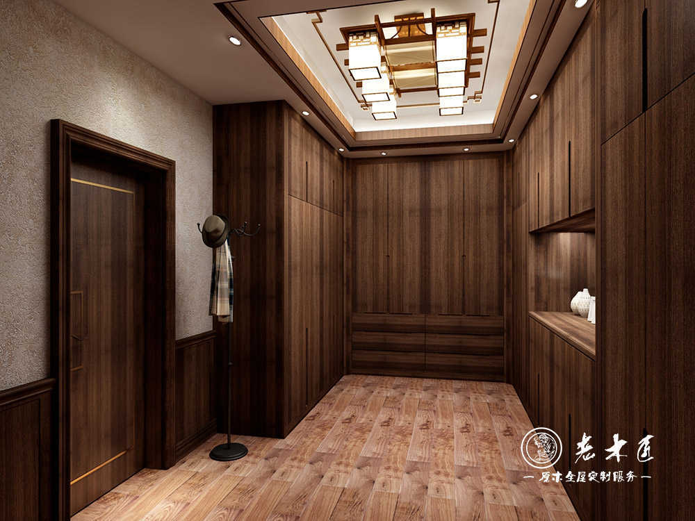 衣帽間原木輕奢定制_輕奢衣帽間效果圖