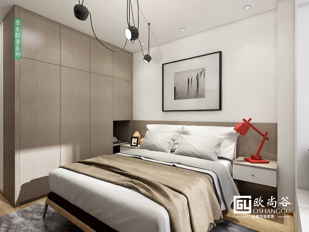 原木輕奢臥室_現(xiàn)代輕奢臥室效果圖