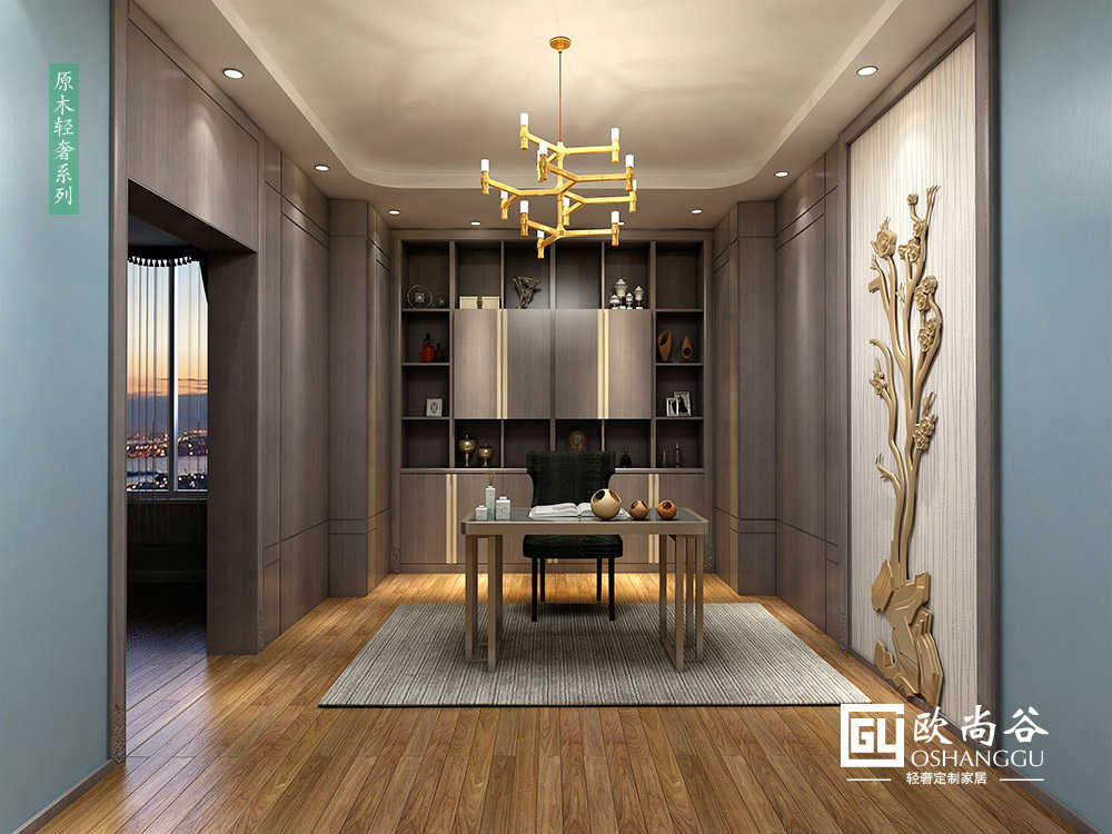 輕奢書房圖片_輕奢后現(xiàn)代書房效果圖