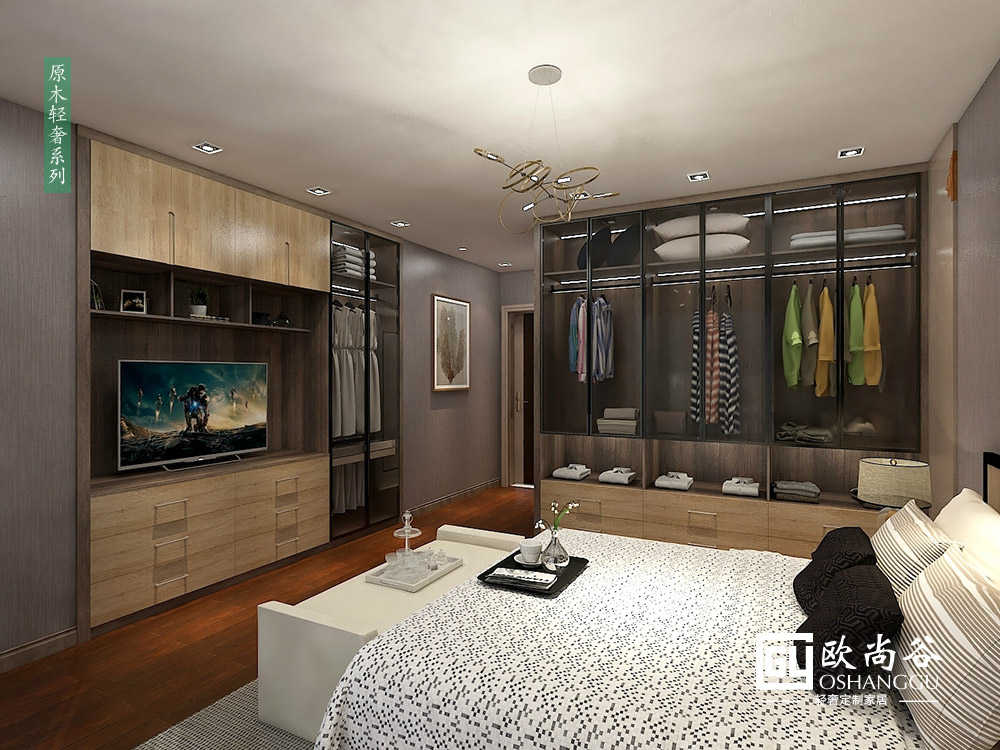 輕奢臥室效果圖_極簡輕奢臥室