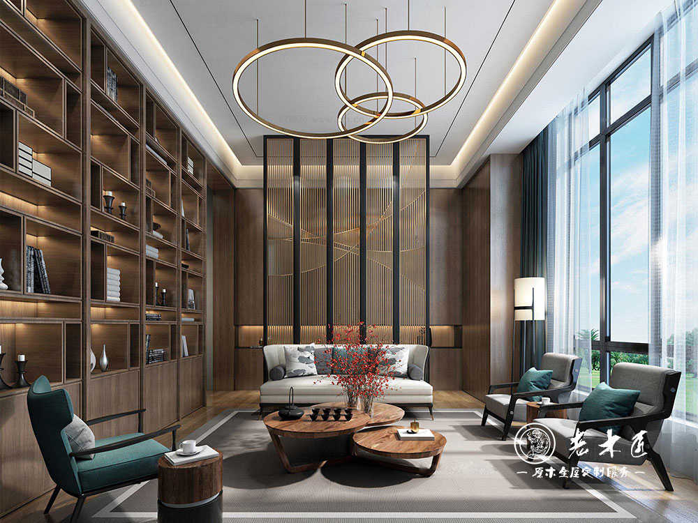 客廳背景墻定制_新中式背景墻