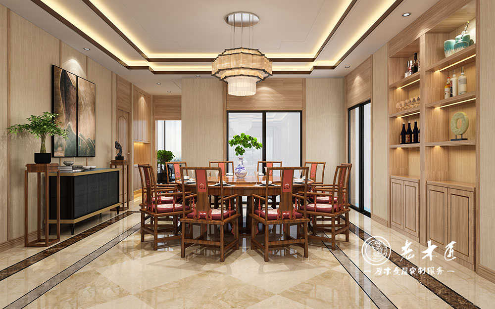 新中式餐廳裝修效果圖_新中式餐廳實(shí)木圖片