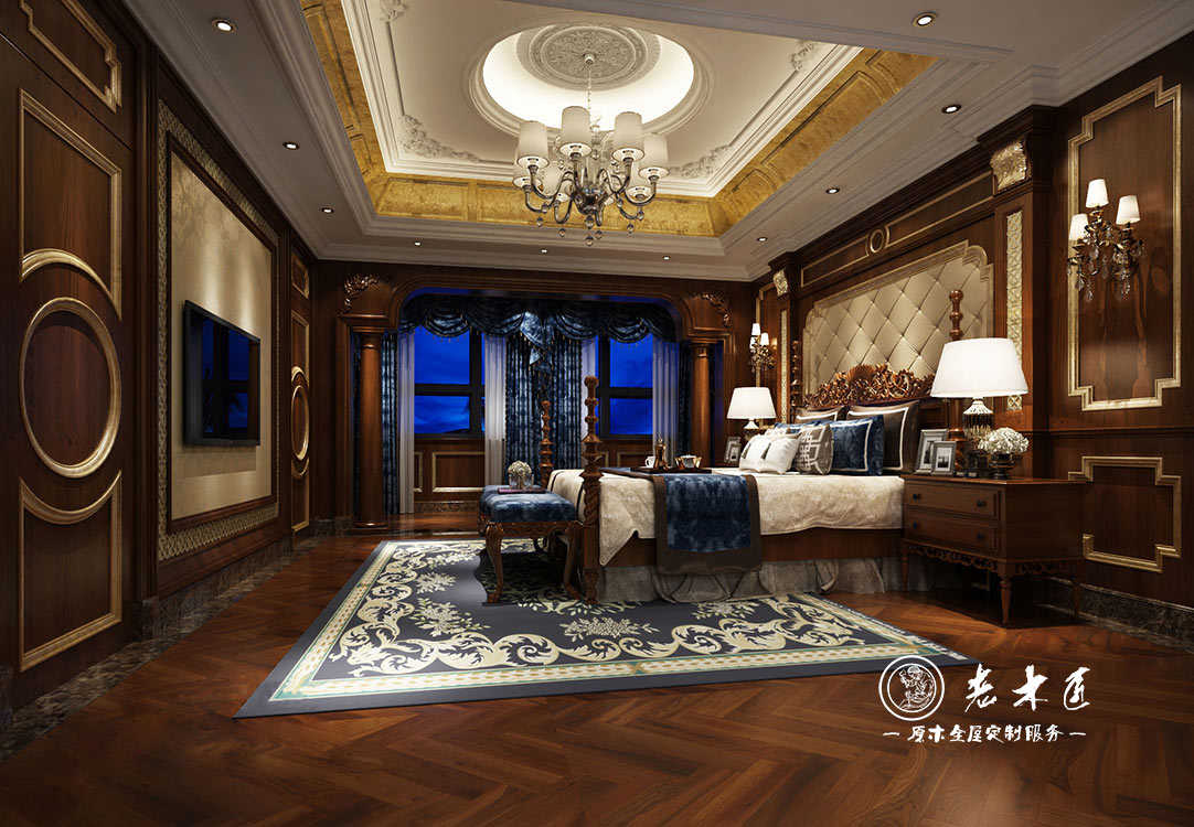 整木背景墻定制_臥室背景墻效果圖