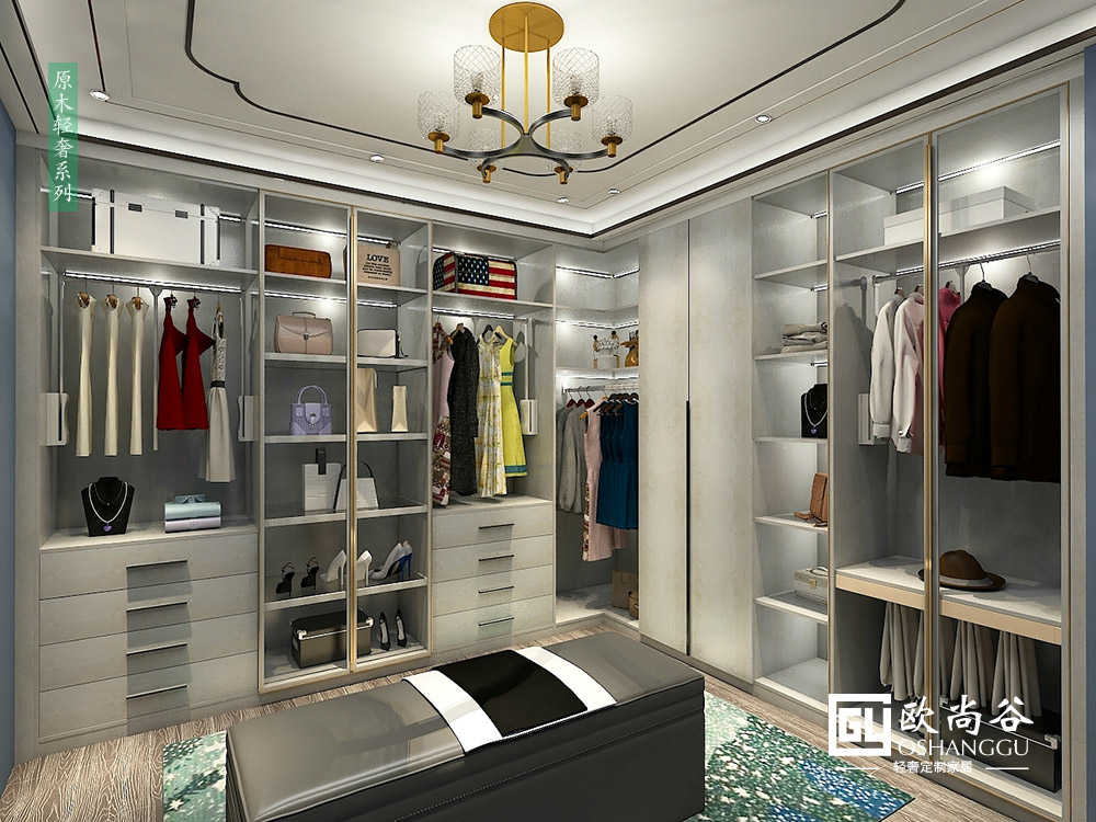 輕奢風(fēng)裝修衣帽間_輕奢定制衣帽間