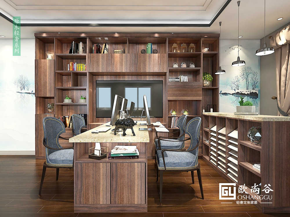 開放式書房輕奢_輕奢書房圖片
