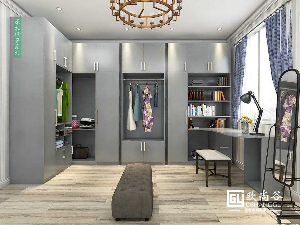 簡約輕奢風(fēng)格衣帽間_簡約衣帽間圖片