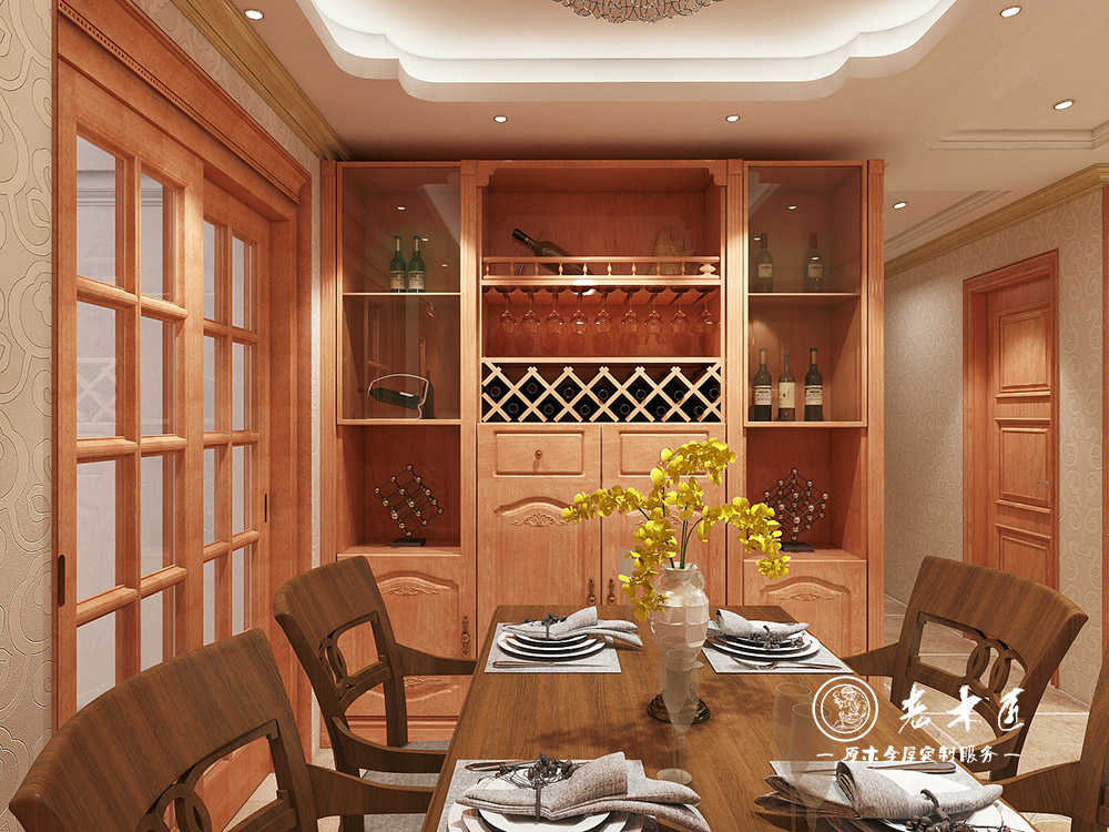 實木餐柜效果圖_實木餐柜定制