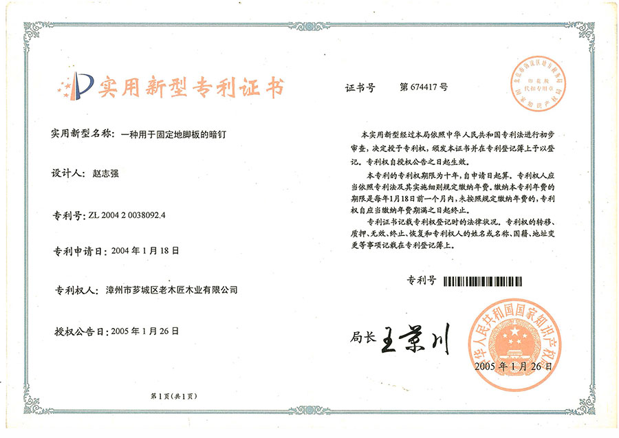 一種用于固定地腳板的暗釘